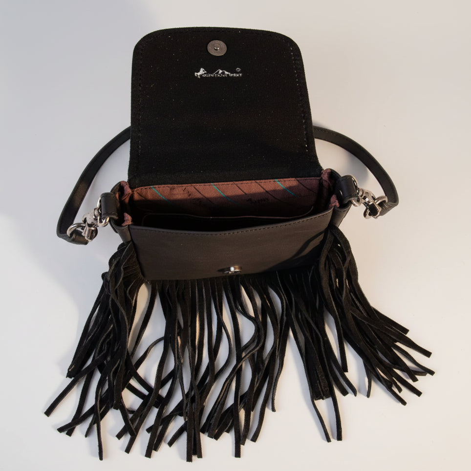 Montana West Vintage Tooled Leather Fringe Crossbody Bag. Floral Embossed Western Bag - Boutique of Leathers/Open Road