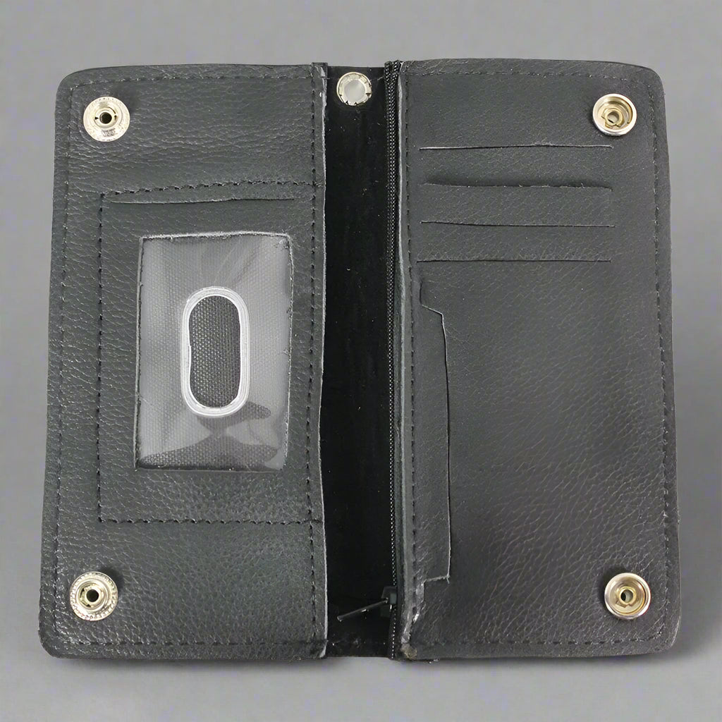 BOL Men's Chrome Plated Bifold Leather Wallet - Boutique of Leathers/Open Road