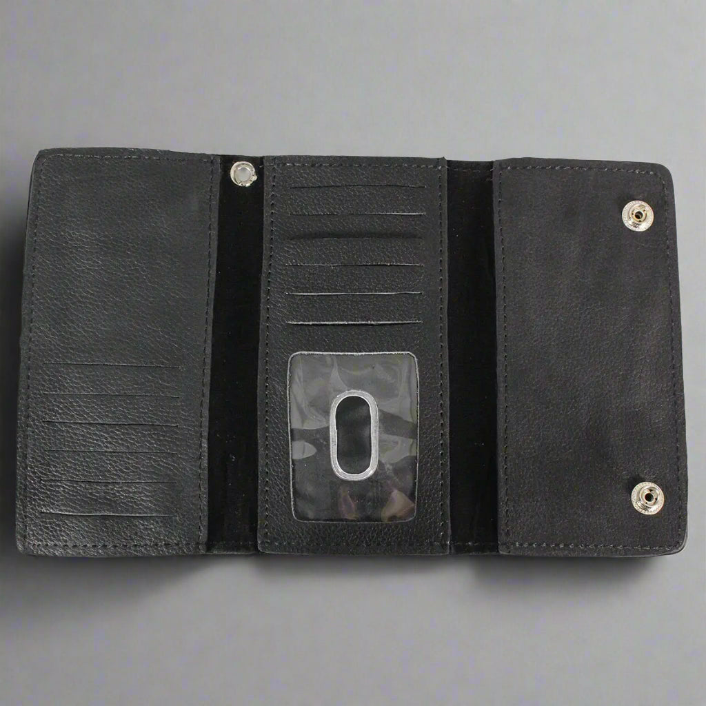 BOL Men's Chrome Plated Trucker Leather Trifold Wallet - Boutique of Leathers/Open Road