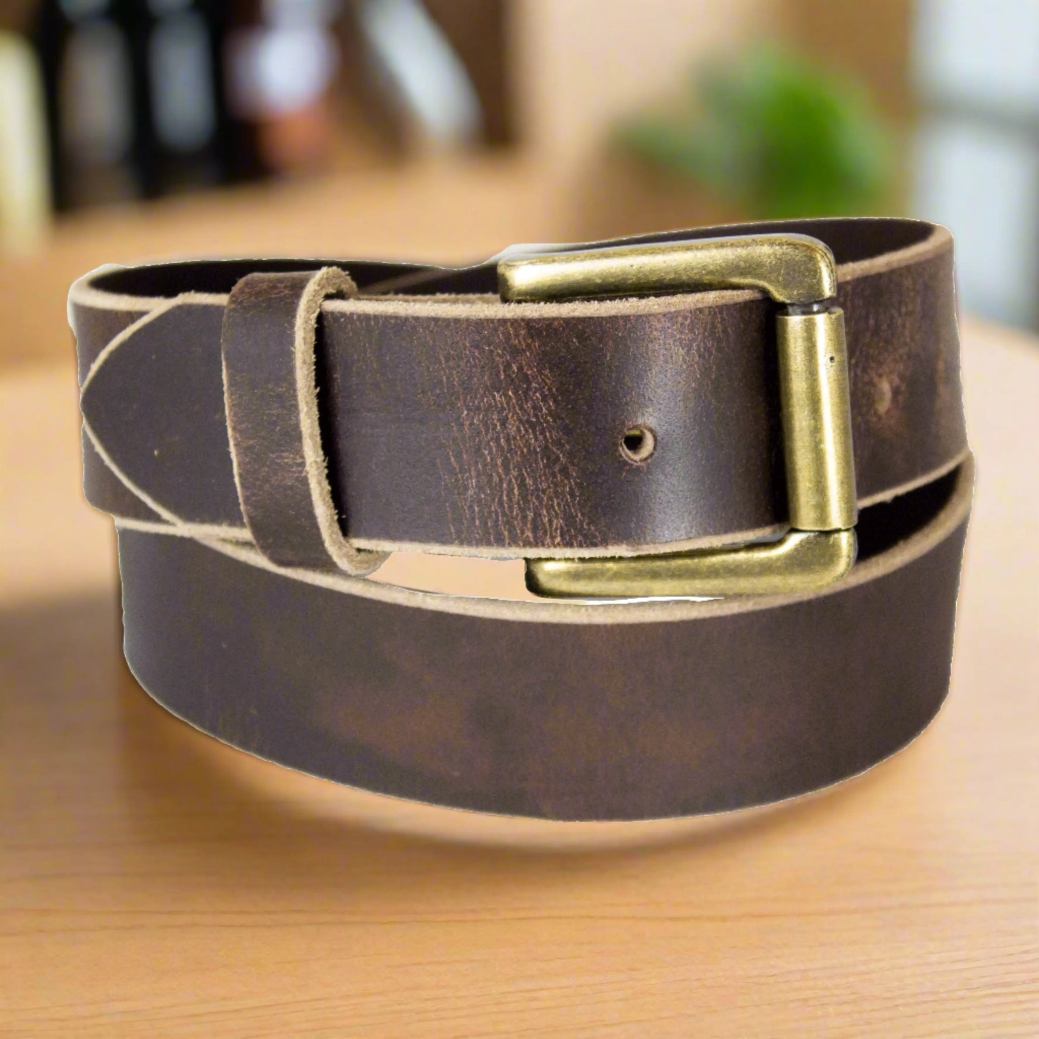 BOL Men s Distressed Waxy Oil Removable Buckle Leather Belt Boutique