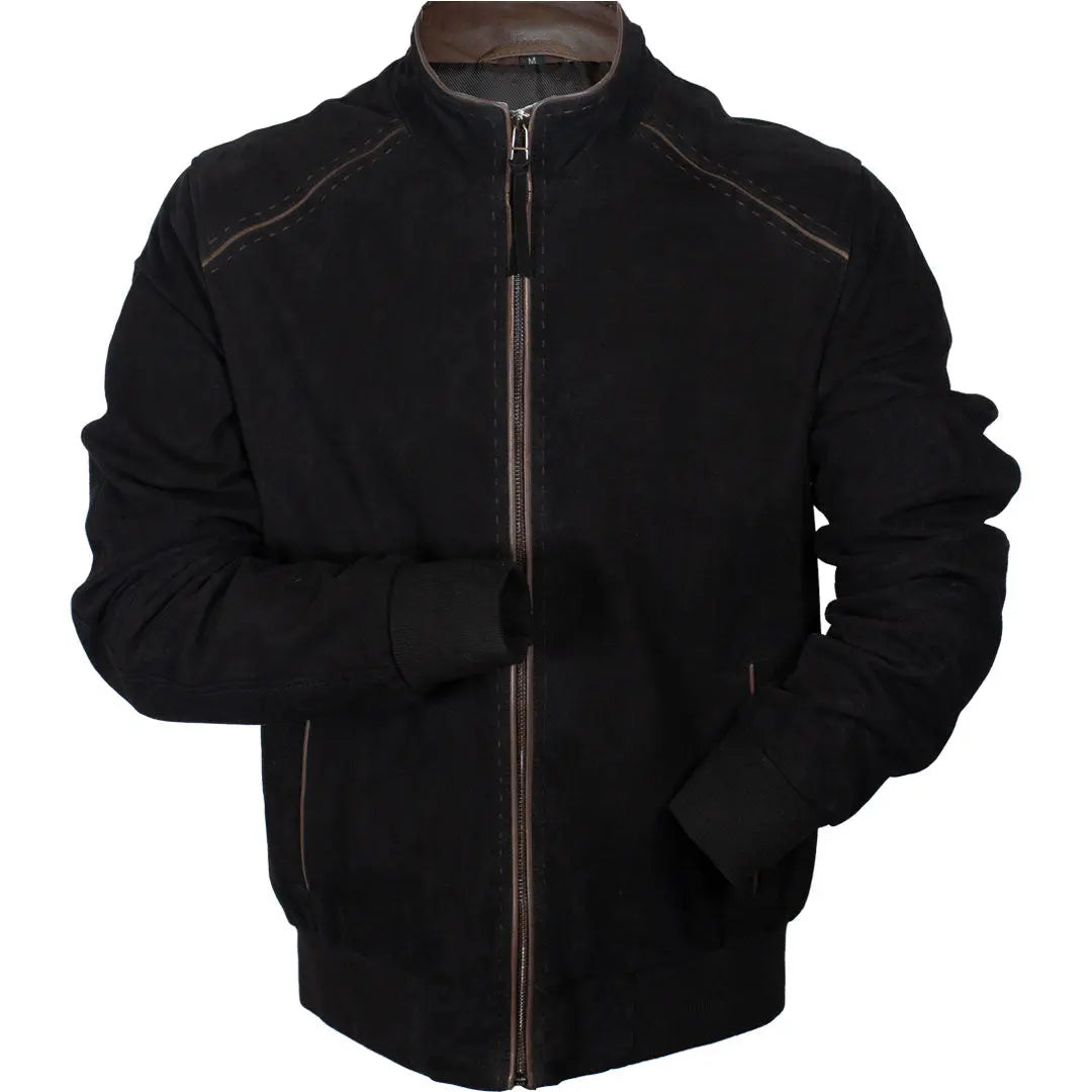 Black suede biker jacket mens best sale