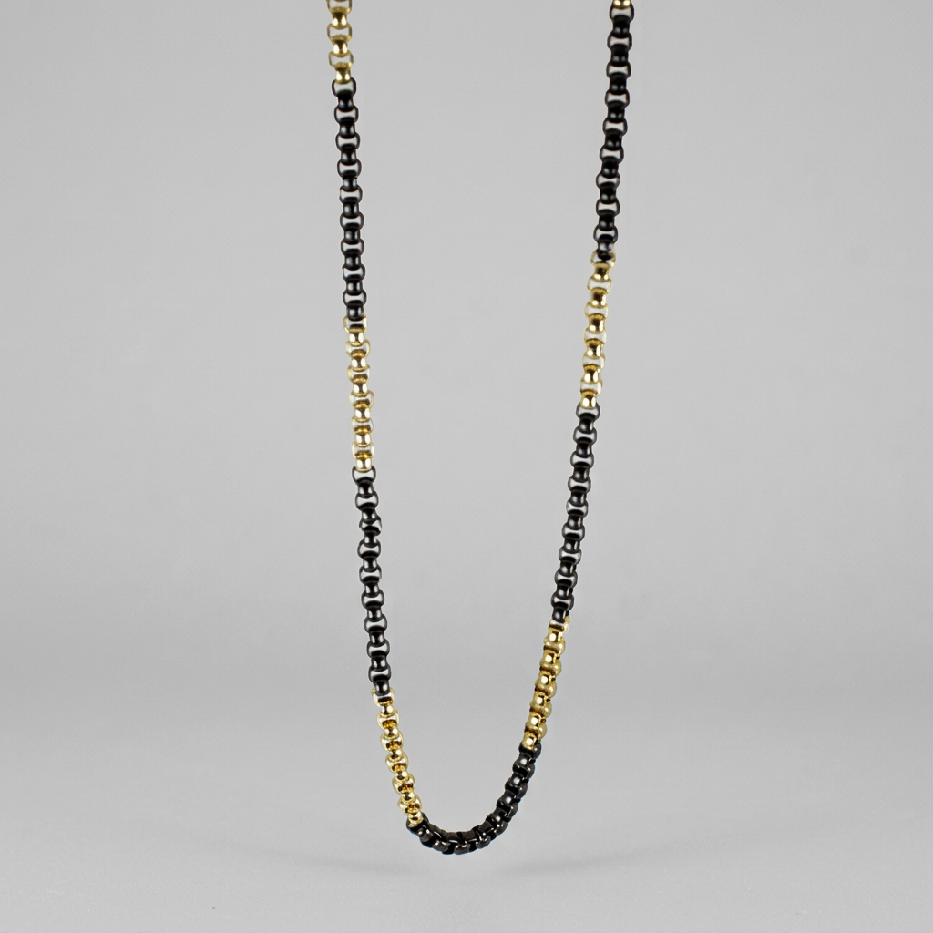 BOL Men's Two Tone Gold & Black Stainless Steal Chain Necklace Men's Jewelry Boutique of Leathers/Open Road
