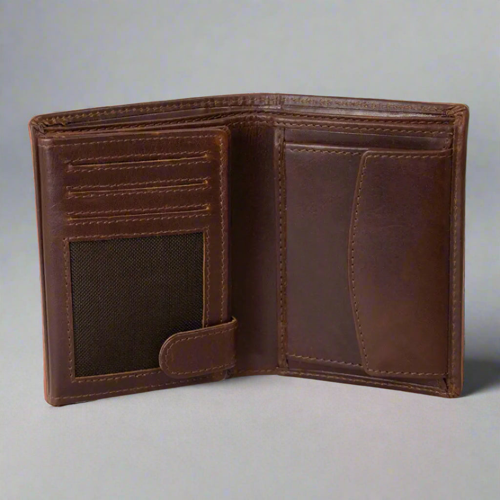BOL Men's Vintage Leather Tri-Fold with Triple ID and Coin Pocket Wallet Men's Wallets Boutique of Leathers/Open Road