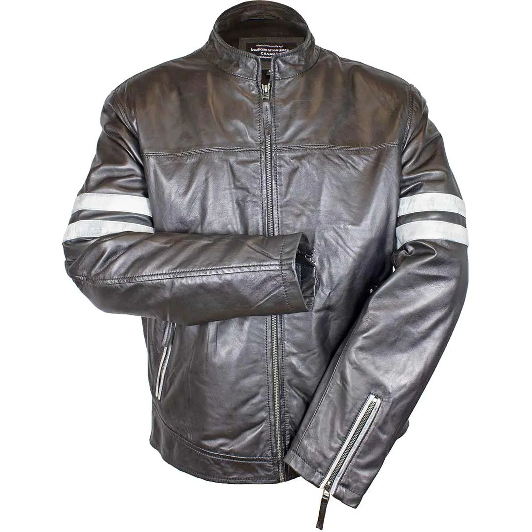 BOL Men s Zip up Lamb Leather Jacket Black Brown Small