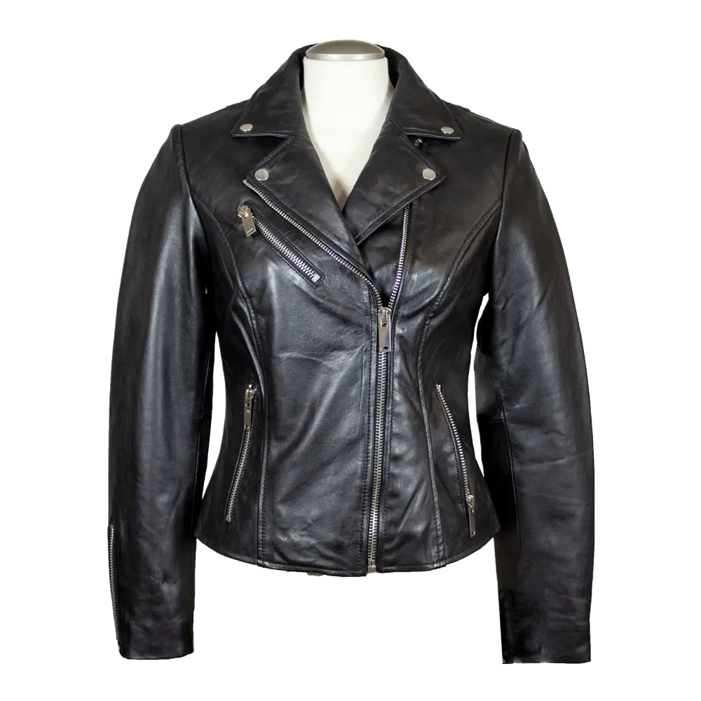 Black motorcycle jacket womens discount