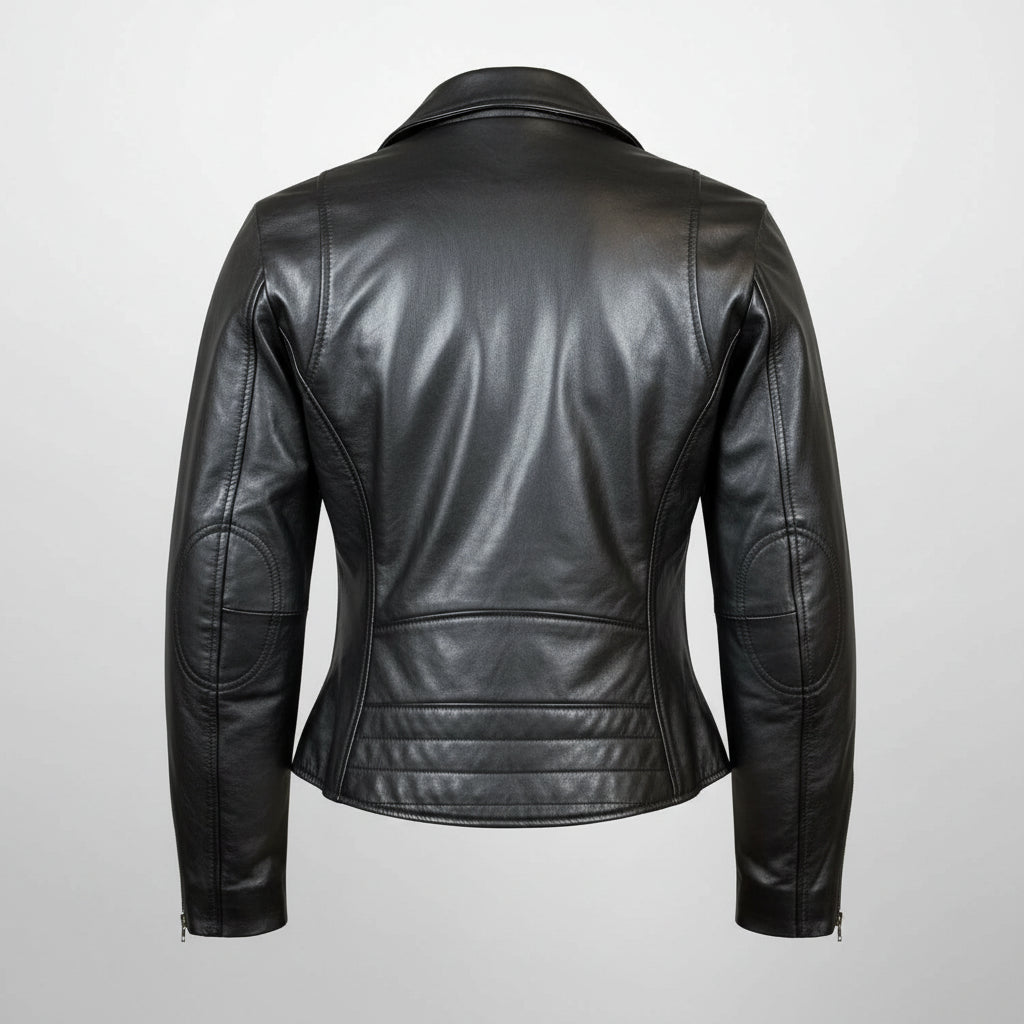 Women's Premium Lamb Leather Moto Jacket with Asymmetrical Zippers