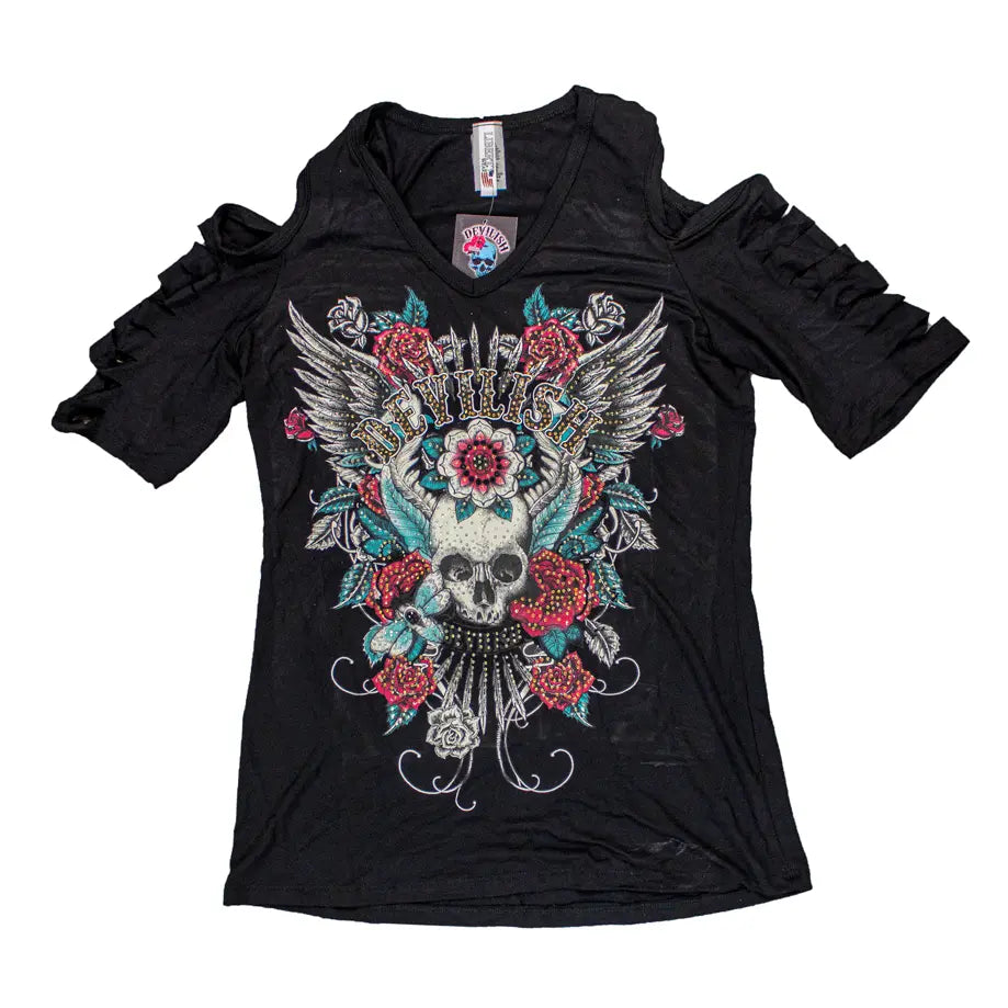 BOL Women's Devilish Open Shoulder Top Women's Shirts & Tees Boutique of Leathers/Open Road