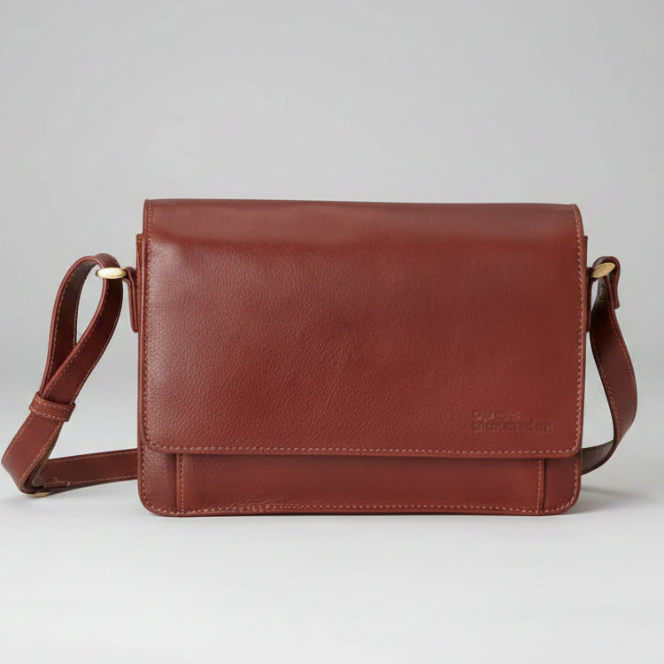 Derek Alexander Classic Top Grain Leather Half Flap Organizer Bag