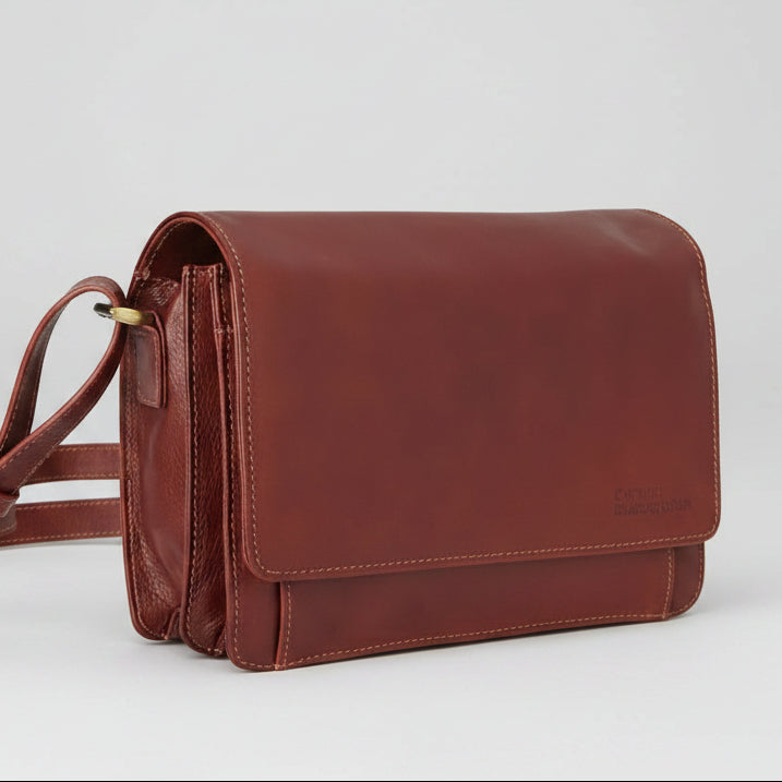Derek Alexander Classic Top Grain Leather Half Flap Organizer Bag