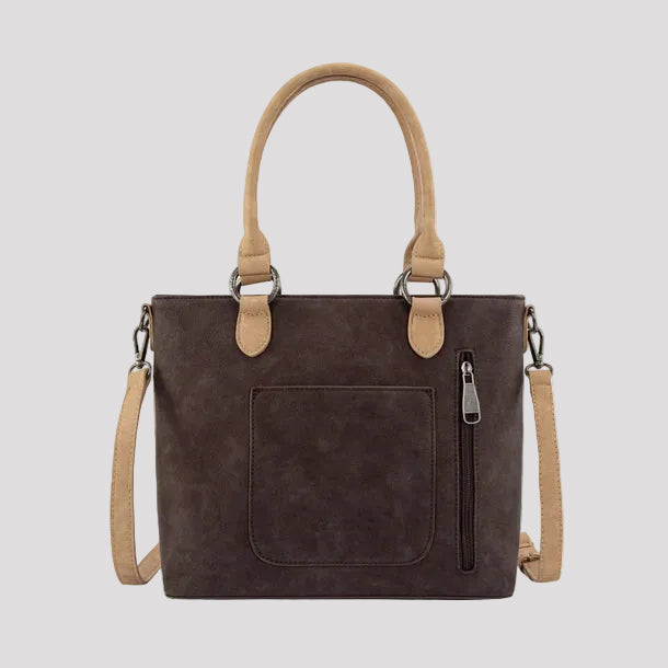 Montana West Western Tooled Aztec Tote. Structured PU Leather Crossbody with Turquoise Accents - Boutique of Leathers/Open Road