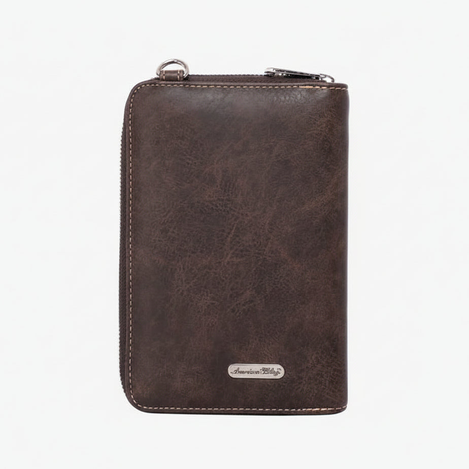 Montana West Embroidered Phone Wallet. Western Crossbody Cell Phone Bag with Turquoise Concho - Boutique of Leathers/Open Road
