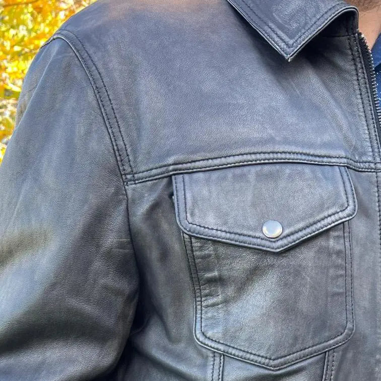 Classic Jean Style Lamb Leather Jacket Men's Leather Jackets Boutique of Leathers/Open Road