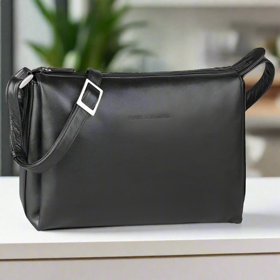 Derek Alexander Zip Top Leather Crossbody Bag - Boutique of Leathers/Open Road
