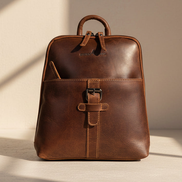 Greenwood Leather Women's Classic Leather Backpack - Boutique of Leathers/Open Road