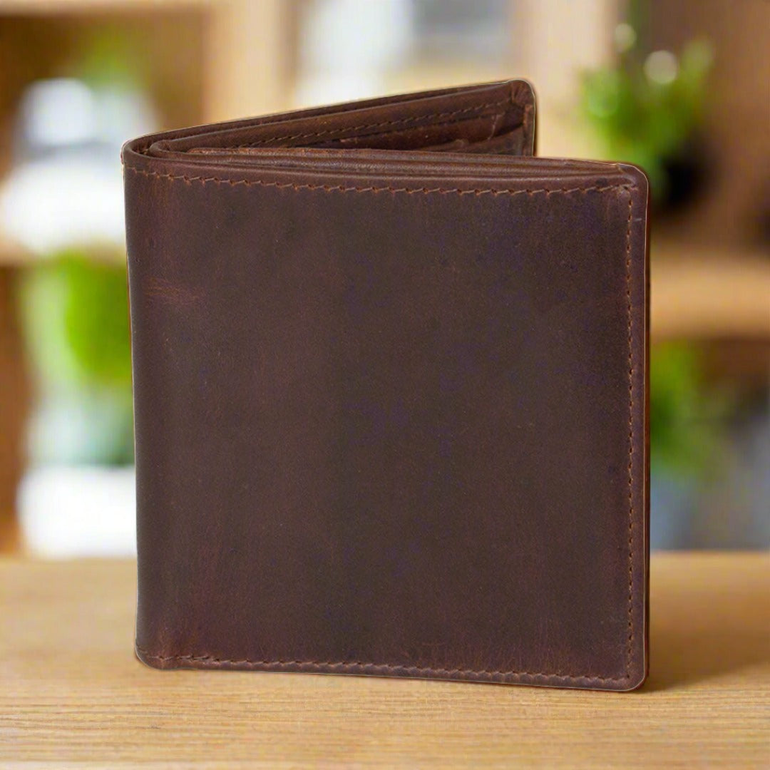 BOL Men's Vintage Leather Tri-fold with Change Pocket Wallet