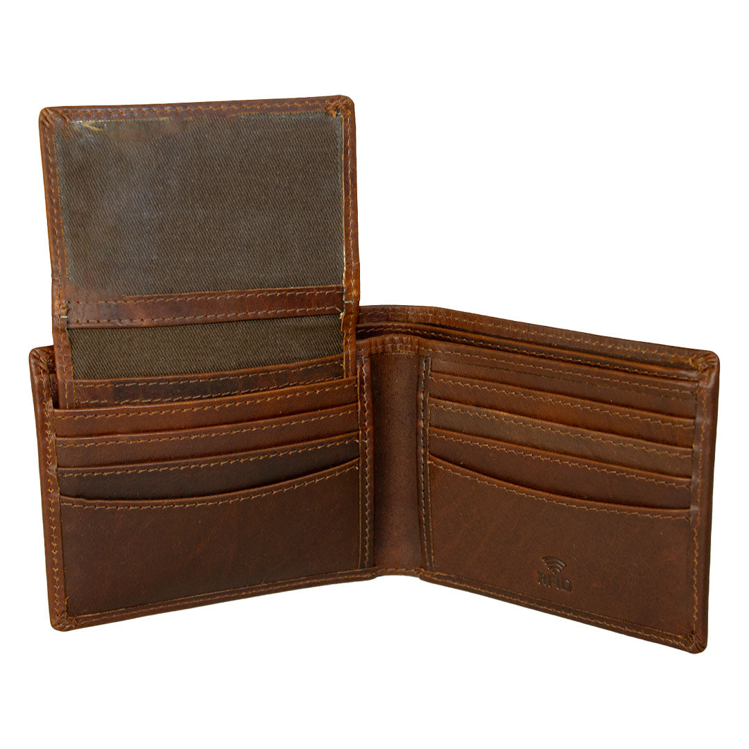 BOL Men's Vintage Leather Credit Wallet with I.D. Passcase