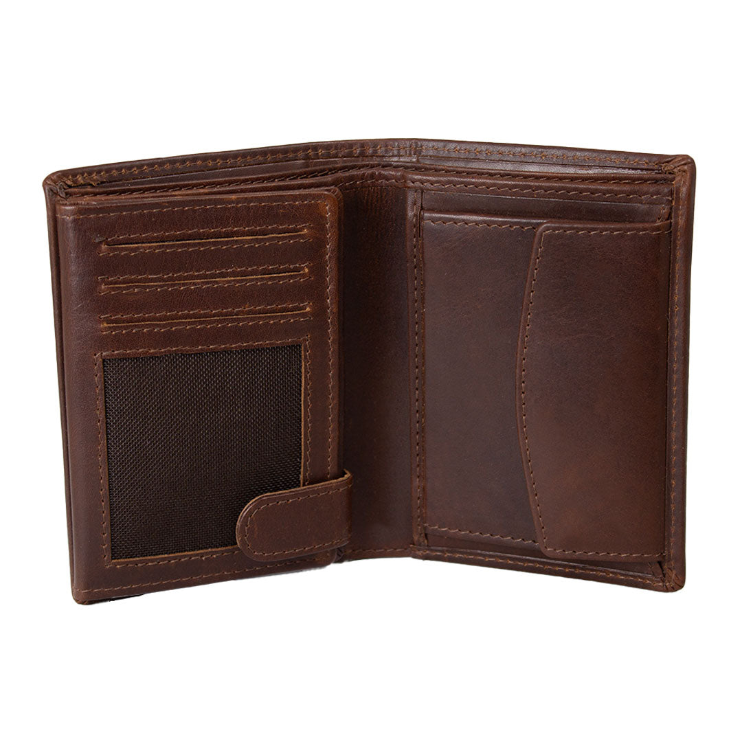 BOL Men's Vintage Leather Tri-Fold with Triple ID and Coin Pocket Wallet