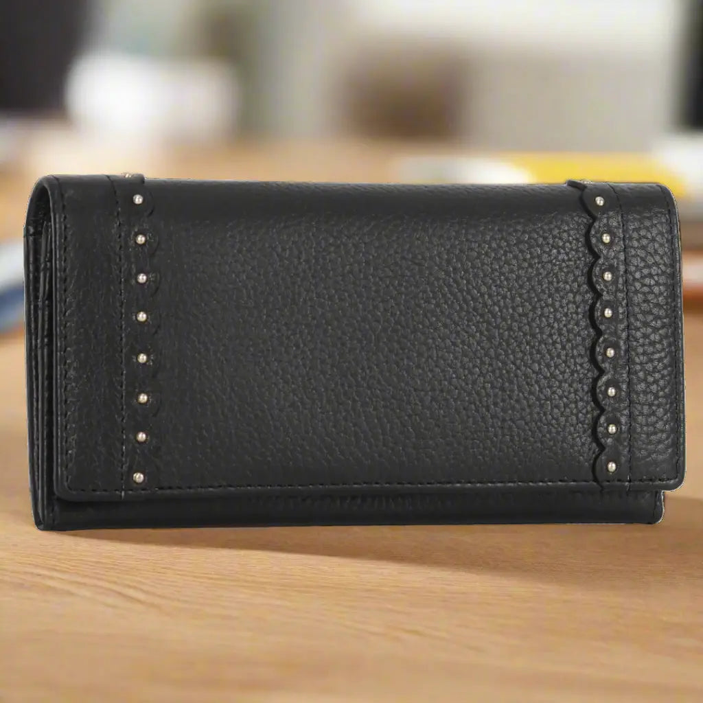Genuine Leather Wallet with Studded Accent Women's Wallets Boutique of Leathers/Open Road