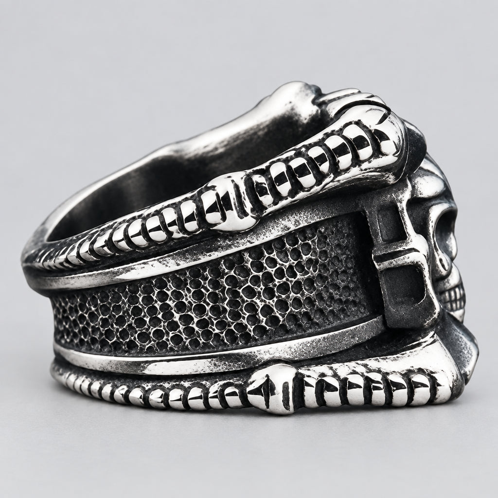 GoSteel Men's Bike Chain & Skull Ring Men's Jewelry Boutique of Leathers/Open Road