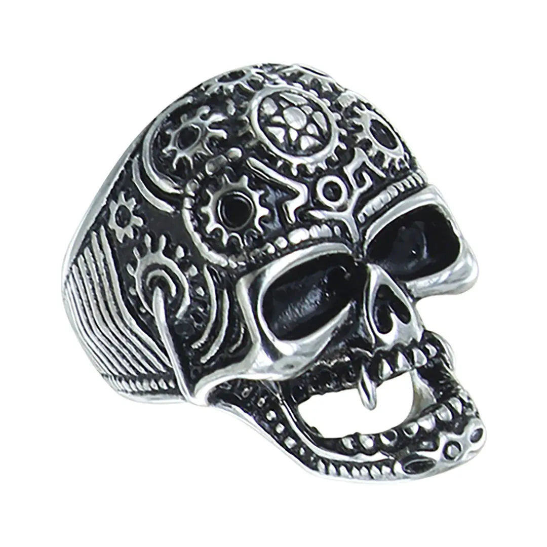 GoSteel Men's Gearhead Skull Ring Men's Jewelry Boutique of Leathers/Open Road