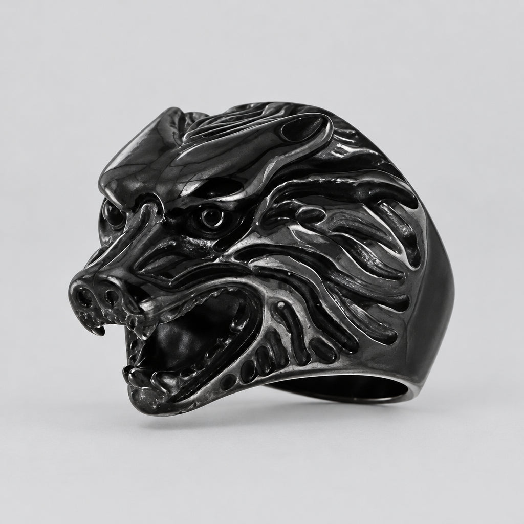 GoSteel Mens Wolf Ring - Boutique of Leathers/Open Road