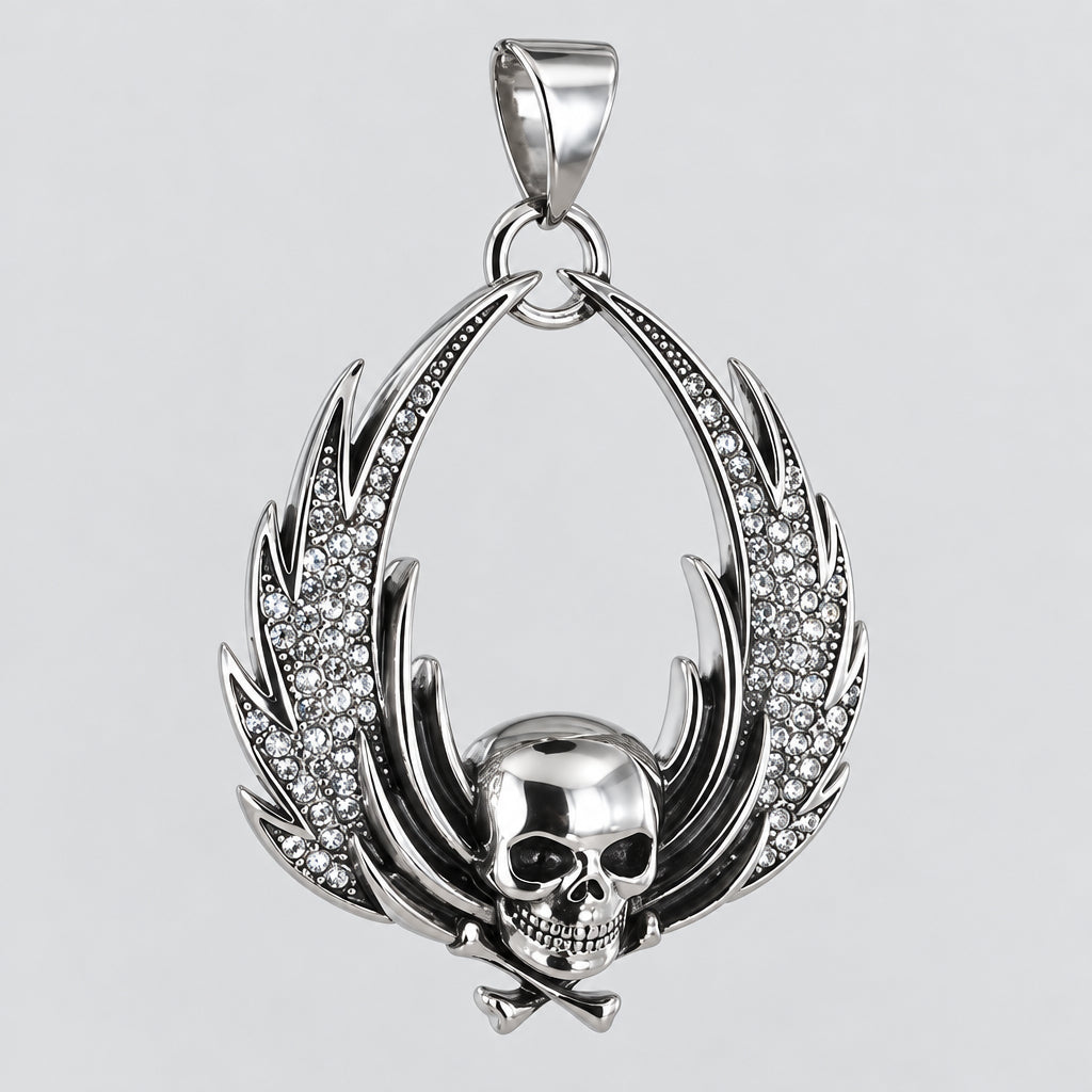 GoSteel Skull & Wings Pendant - Boutique of Leathers/Open Road