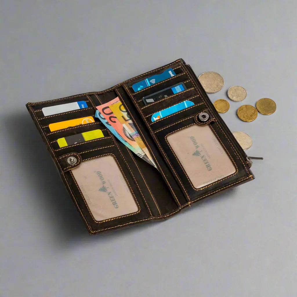 Greenwood Leather RFID Wallet with Zipper Pocket Women's Wallets Boutique of Leathers/Open Road