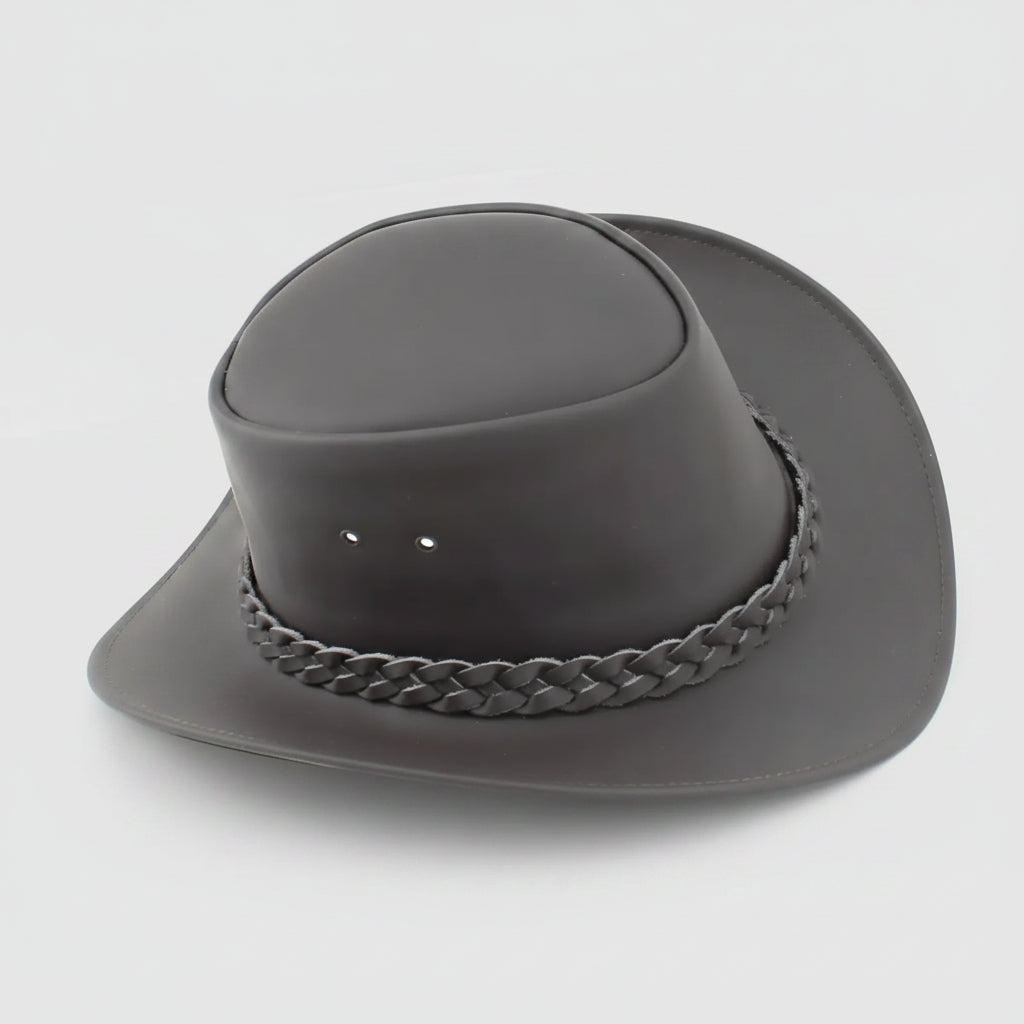 Premium Leather Wide Brim Western Hat. Lightweight Top Grain Rodeo Hat