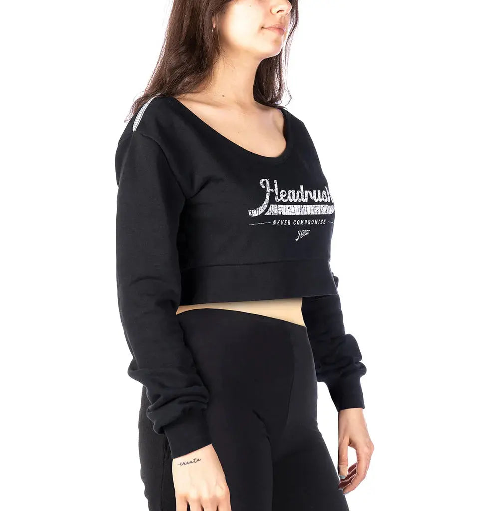 Headrush Angel Wings Cropped V-Neck Sweatshirt Women's Shirts & Tees Boutique of Leathers/Open Road