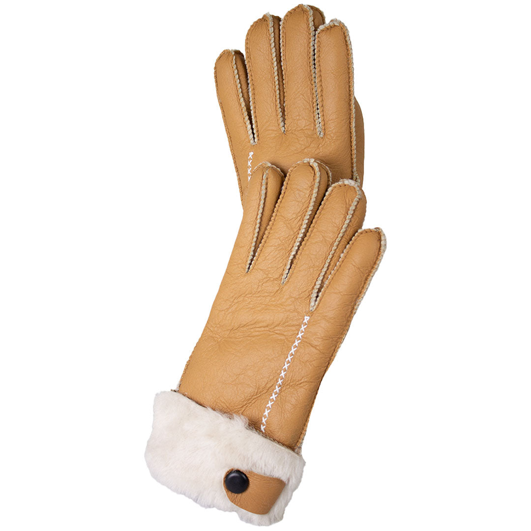 BOL Women's Button Hand Stitched Merino Sheepskin Gloves