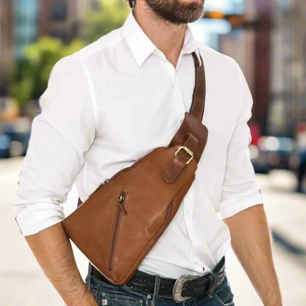 Premium Handcrafted Leather Sling Bag | Backpack | Crossbody Messenger Bag - Boutique of Leathers/Open Road
