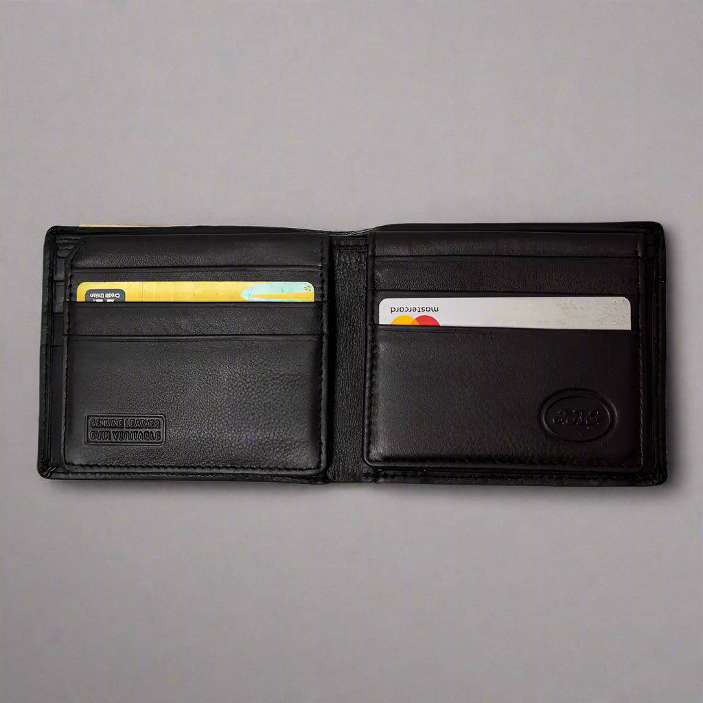 JBG International Men's Card Flip Up Bifold Leather RFID Wallet - Boutique of Leathers/Open Road