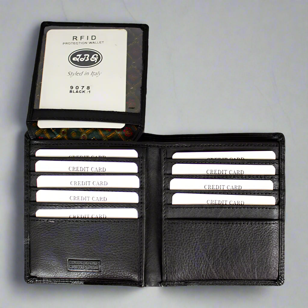 JBG International Men's Flip Up Wing Bifold Leather Wallet - Boutique of Leathers/Open Road