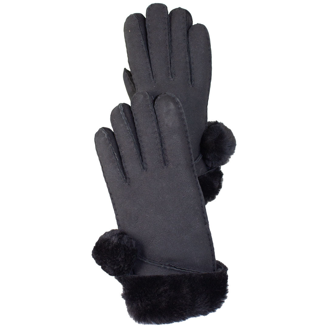 BOL Women's Pompom Hand Stitched Merino Sheepskin Gloves
