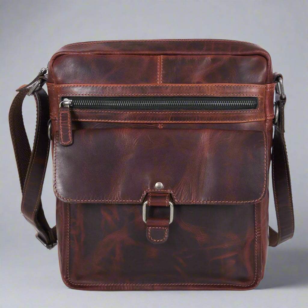 Manhattan Leather Satchel | Buffalo Leather Crossbody Bag for Men & Women - Boutique of Leathers/Open Road