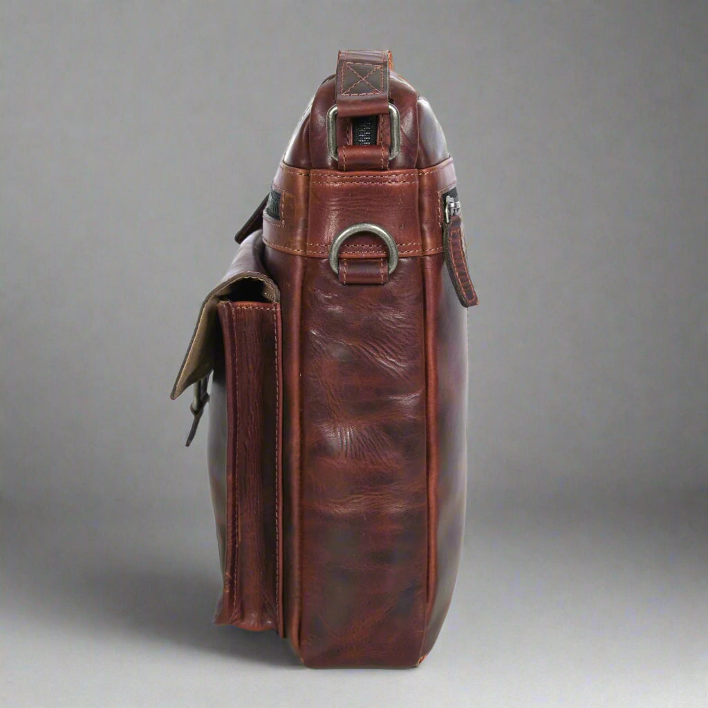 Manhattan Leather Satchel | Buffalo Leather Crossbody Bag for Men & Women - Boutique of Leathers/Open Road