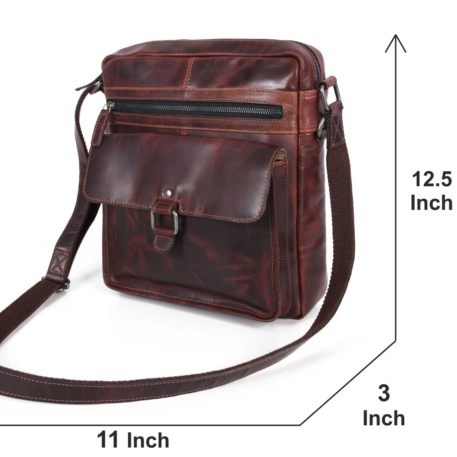 Manhattan Leather Satchel | Buffalo Leather Crossbody Bag for Men & Women - Boutique of Leathers/Open Road