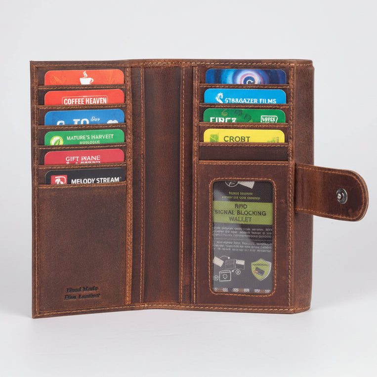 Greenwood Leather Full Grain Leather Wallet RFID Clutch - Boutique of Leathers/Open Road