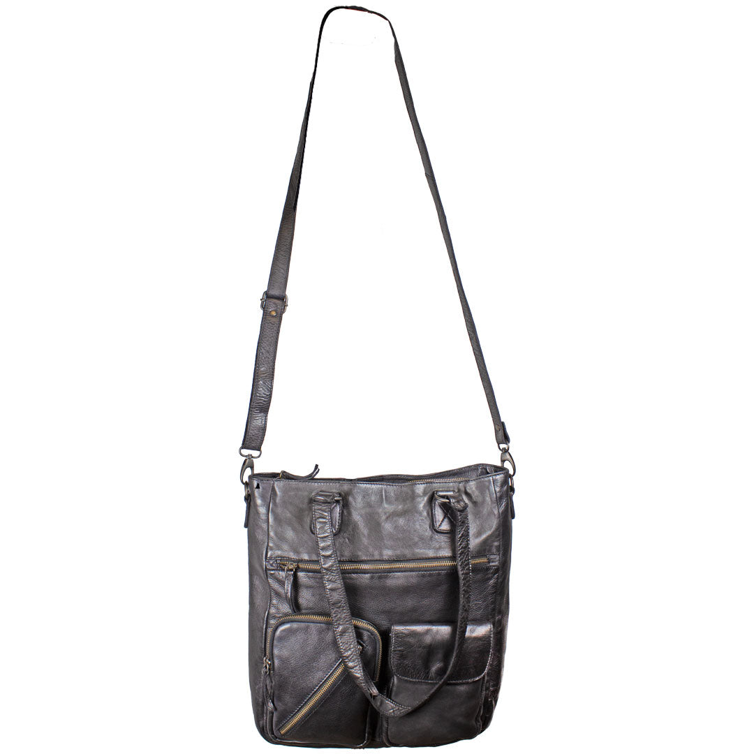 Soft Black Leather Shoulder Bag