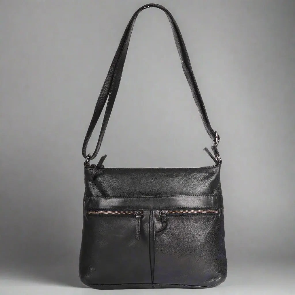 MET Leather Crossbody Bag with Dual Zipper Pockets - Boutique of Leathers/Open Road