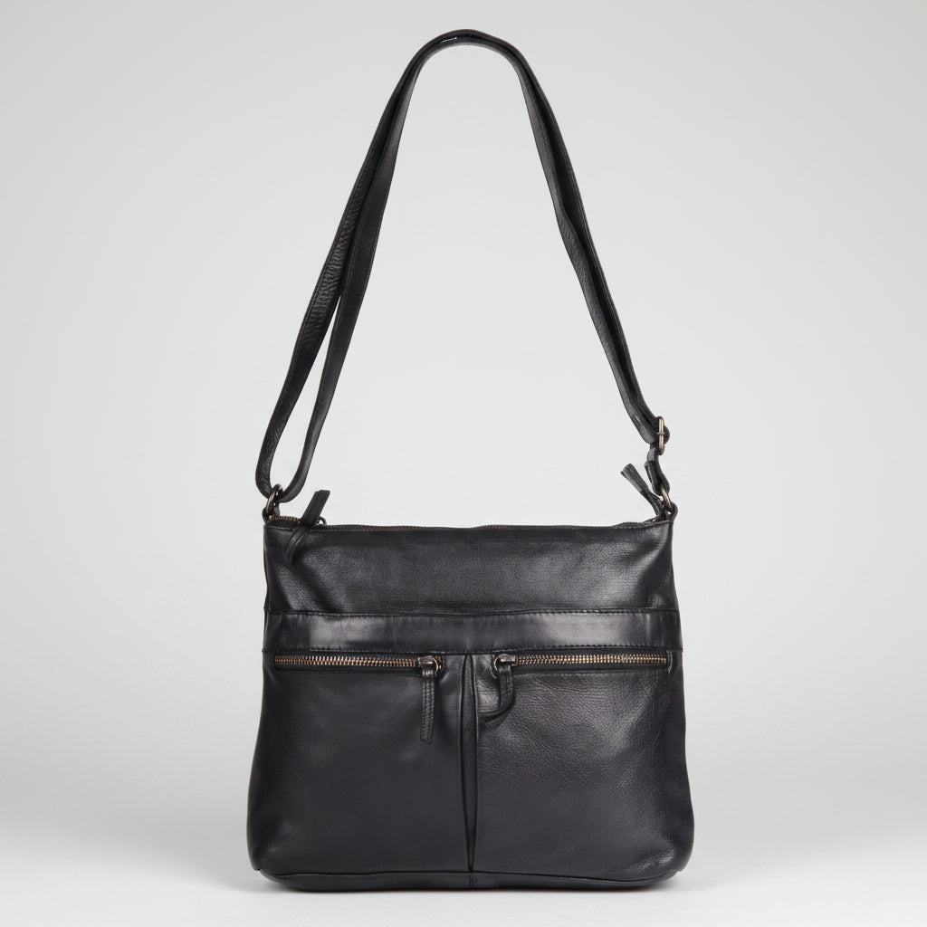 MET Leather Crossbody Bag with Dual Zipper Pockets - Boutique of Leathers/Open Road