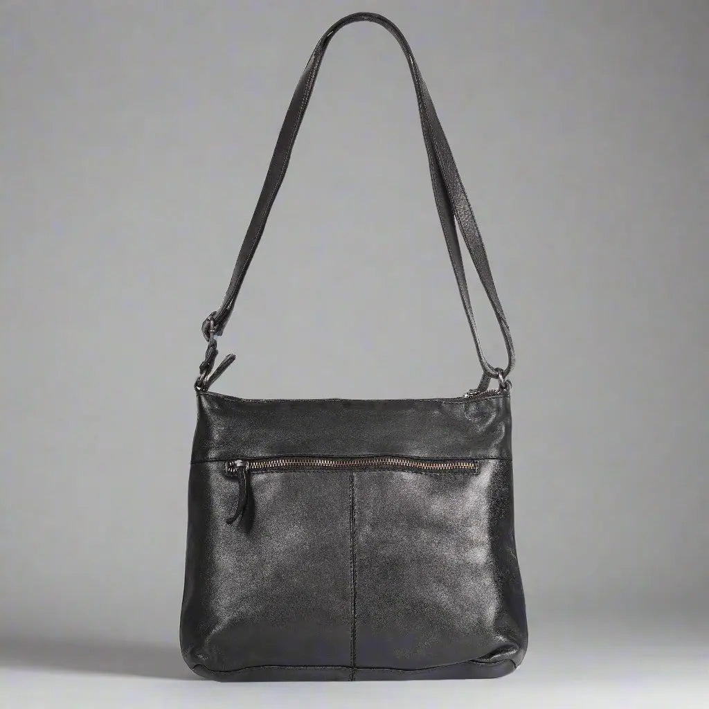 MET Leather Crossbody Bag with Dual Zipper Pockets - Boutique of Leathers/Open Road