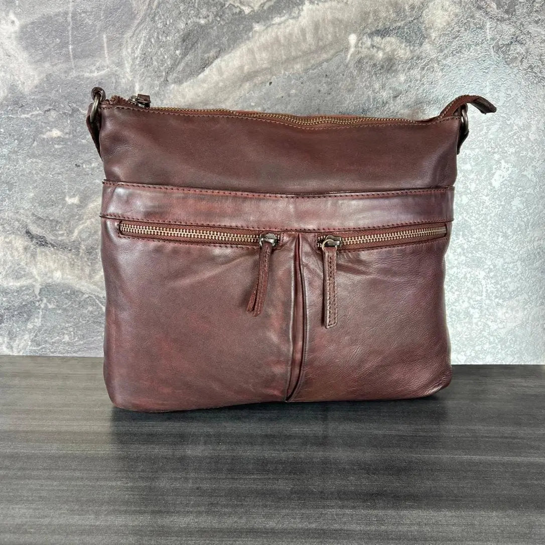 MET Leather Crossbody Bag with Dual Zipper Pockets - Boutique of Leathers/Open Road