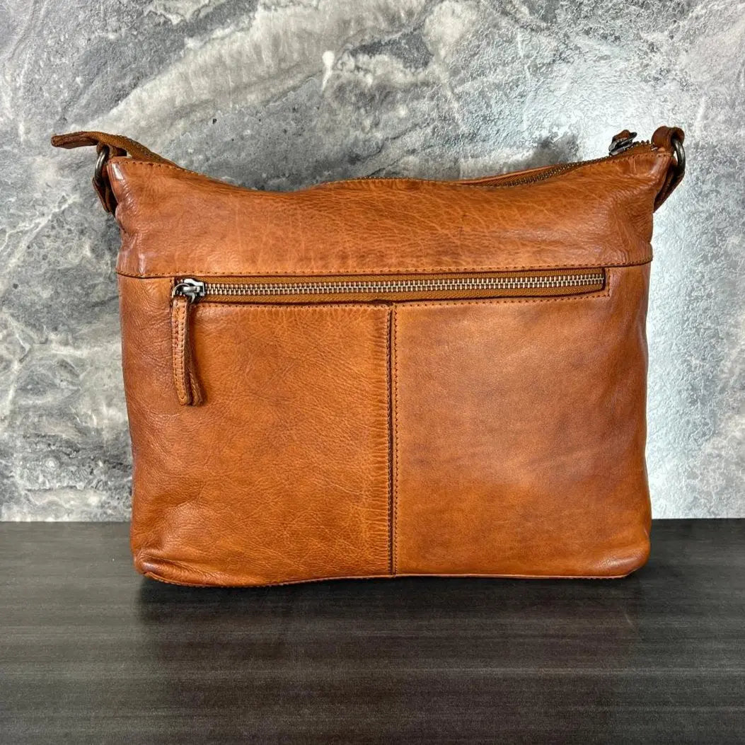 MET Leather Crossbody Bag with Dual Zipper Pockets - Boutique of Leathers/Open Road