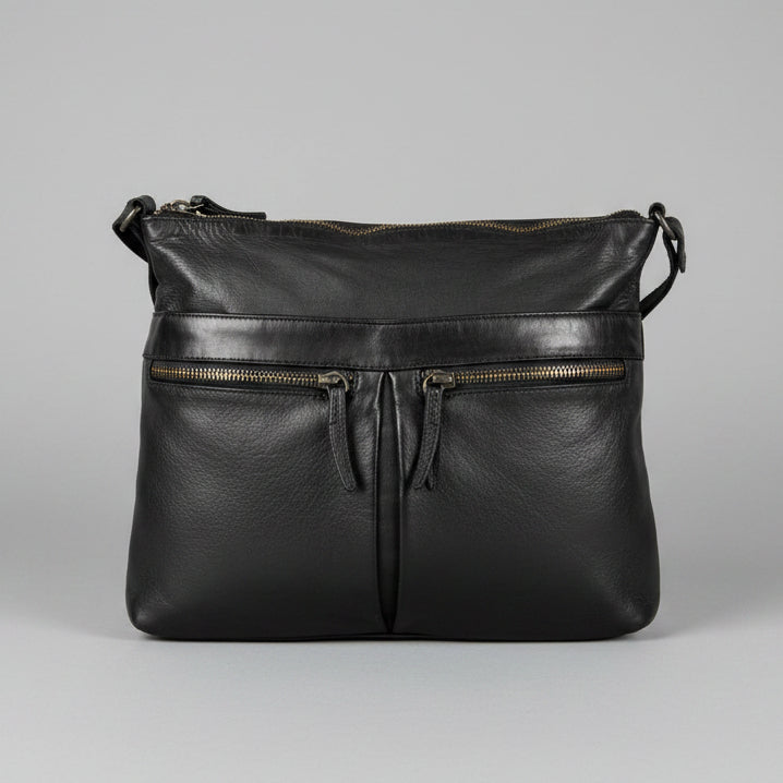 MET Leather Crossbody Bag with Dual Zipper Pockets - Boutique of Leathers/Open Road
