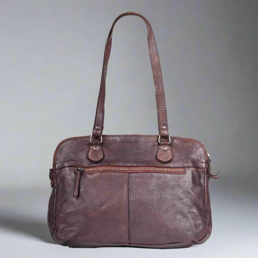 MET Leather Handbag with Dual Handles and Front Zipper Pockets Handbags & Purses Boutique of Leathers/Open Road