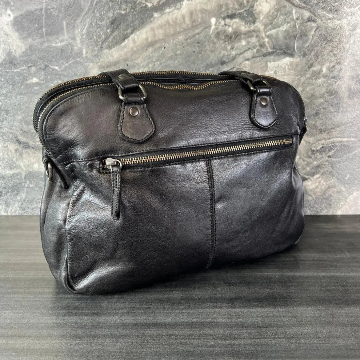 MET Leather Handbag with Dual Handles and Front Zipper Pockets - Boutique of Leathers/Open Road