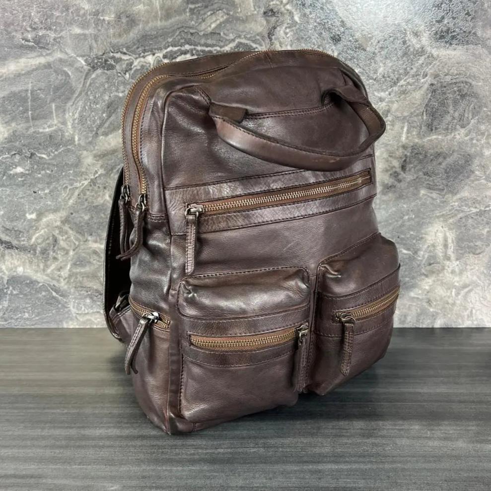 MET Multi-Pocket Leather Backpack with Dual Carry Handles - Boutique of Leathers/Open Road