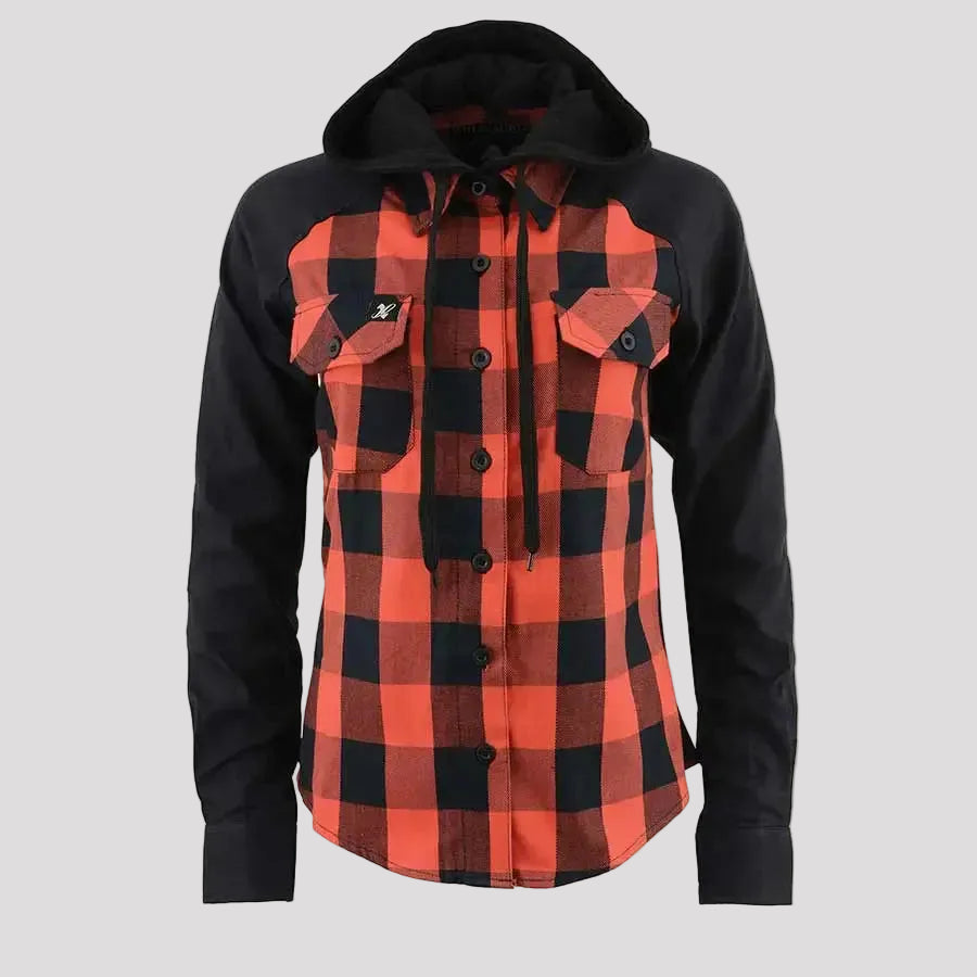 Milwaukee Leather Women's Armoured Plaid Hooded Shirt - Boutique of Leathers/Open Road