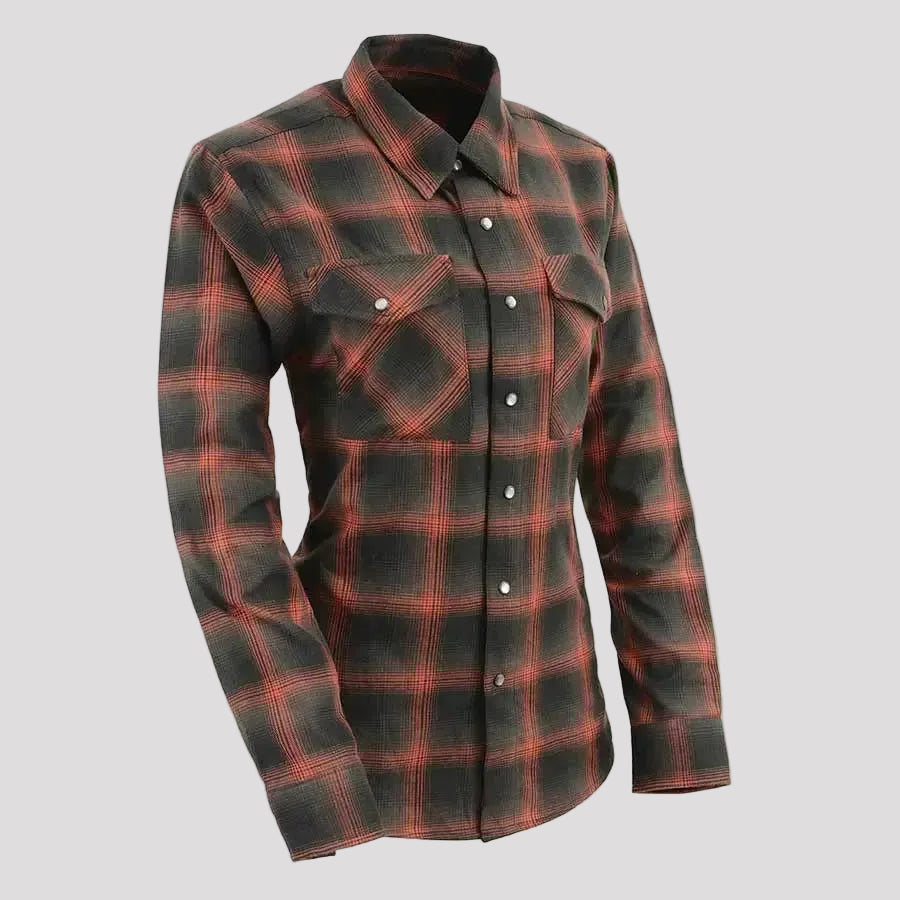 Milwaukee Leather Women's Armoured Plaid Snap Shirt - Boutique of Leathers/Open Road